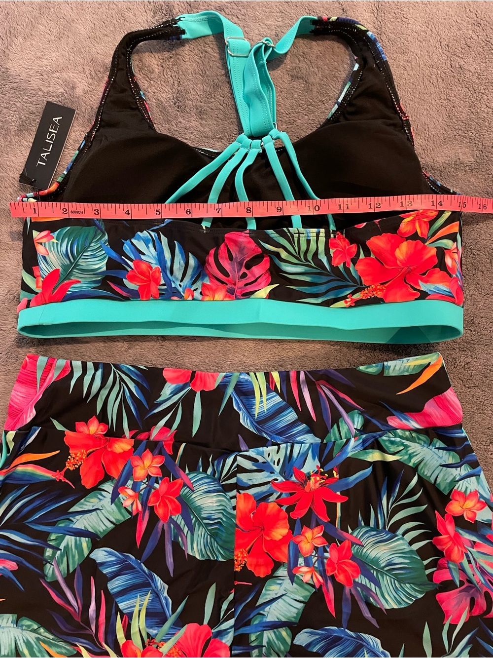 Talisea Three Piece Tankini Swimsuit Women’s Size L Floral Padded - Picture 9 of 11